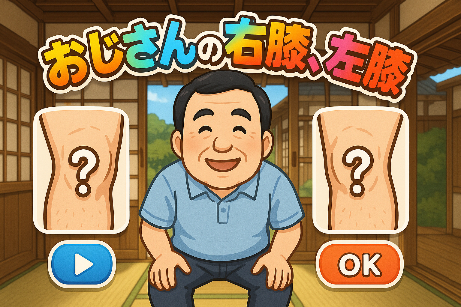 おじさんの右膝、左膝